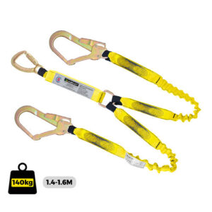 Lanyard Double Elastic with Triple Action Hook and Steel Scaffold Hooks